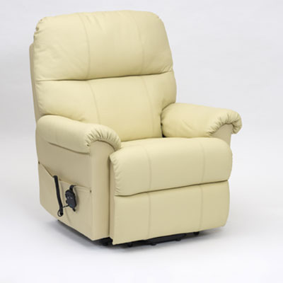 Borg Single Motor Leather Riser Recliner Chair - Cream